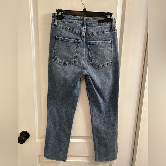 KUT from the Kloth Rosa High-Rise Ankle Straight Medium Wash Raw Hem Denim - Picture 2 of 10